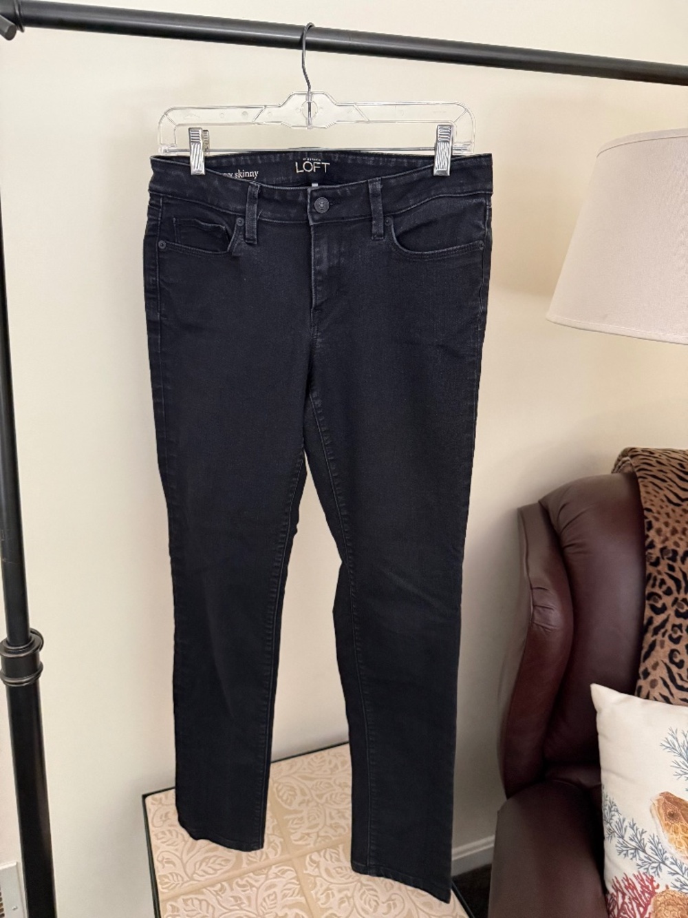 LOFT Mid-Rise Skinny Black Jeans Five-Pocket Classic